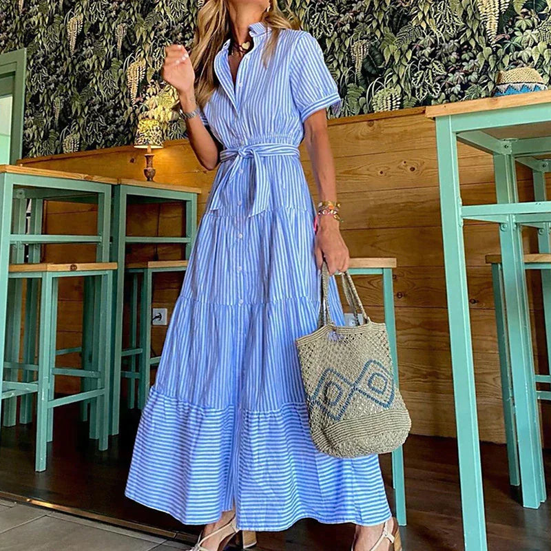 Robe Chemise Longue à Rayures | Esprit Vacances | Fluide et Stylée