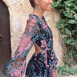 Robe Longue en Tulle Brodé | Élégante | Pièce Romantique