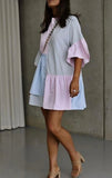 Robe Chemise Patchwork Rayée | Fluide & Ludique | Élégance Décontractée