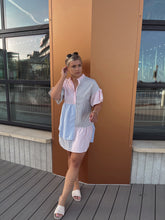 Robe Chemise Patchwork Rayée | Fluide & Ludique | Élégance Décontractée
