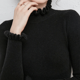 Pull Col Roulé à Volants | Doux & Élégant | Maille Chic