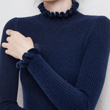 Pull Col Roulé à Volants | Doux & Élégant | Maille Chic