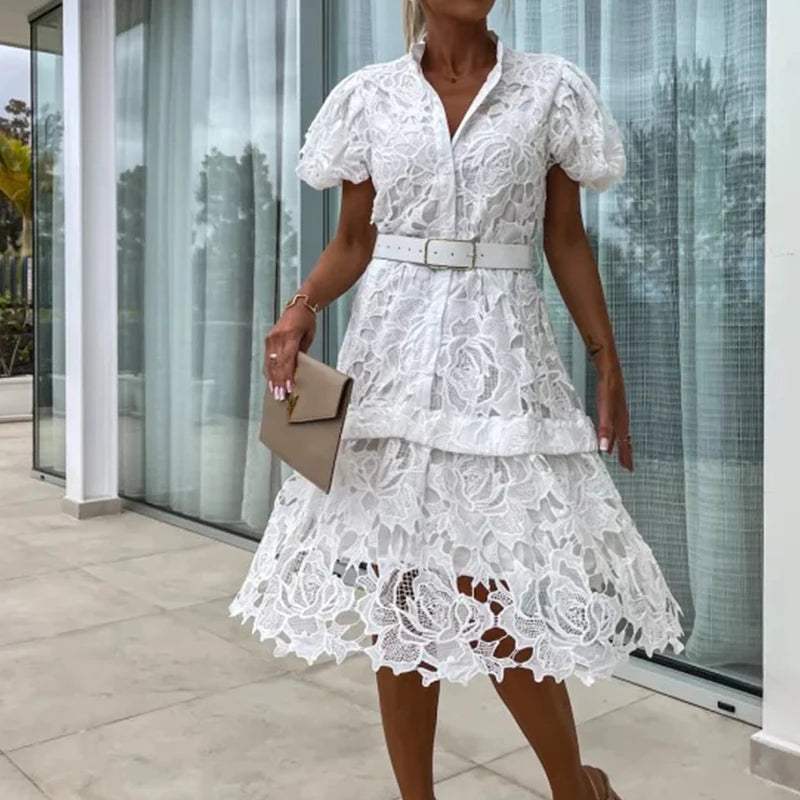 Robe Midi en Dentelle | Élégante | Féminine et Raffinée