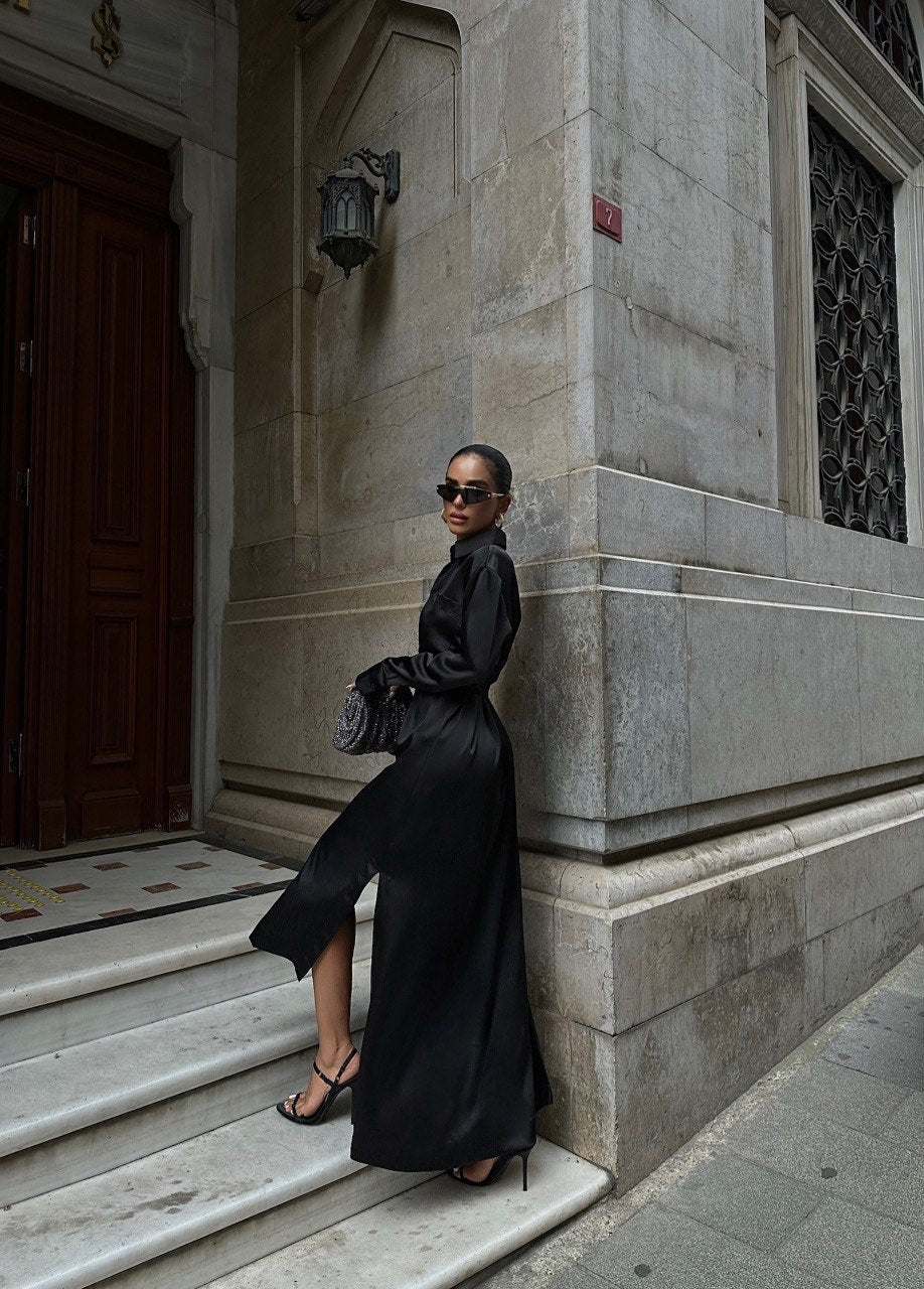 Robe Chemise en Satin | Chic | Élégante & Sophistiquée