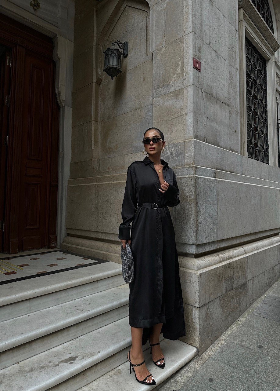 Robe Chemise en Satin | Chic | Élégante & Sophistiquée