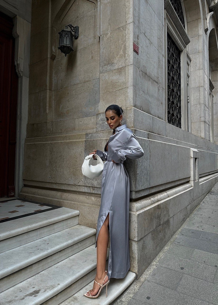 Robe Chemise en Satin | Chic | Élégante & Sophistiquée