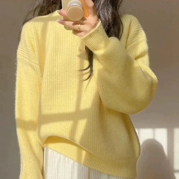 Pull en maille côtelée | Col rond | Coupe décontractée | Tissu doux