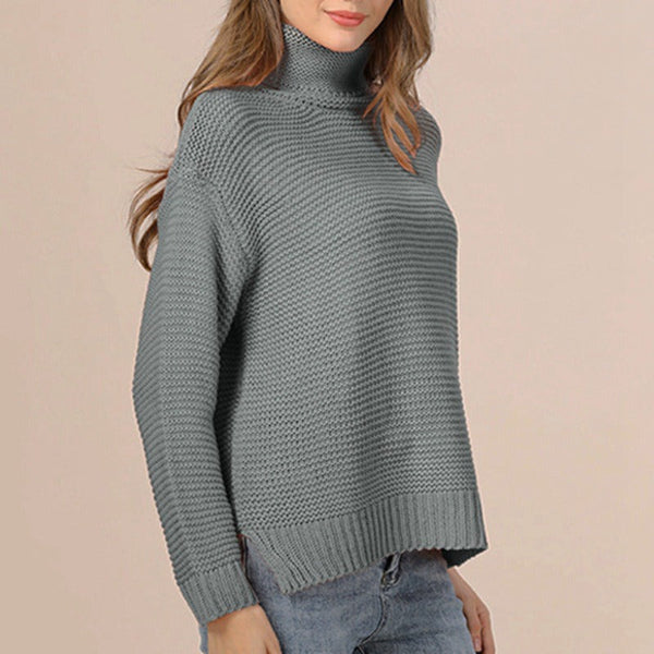 Pull col montant en maille texturée | Coupe droite | Tissu chaud | Style essentiel