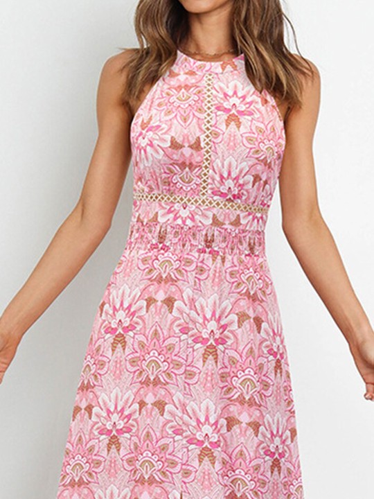 Robe Longue Fleurie à Col Halter | Légère & Aérienne | Parfaite pour l’Été