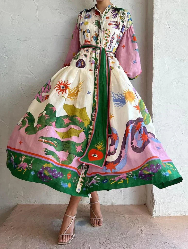Robe Chemise Longue | Imprimé Artistique | Audacieuse, Créative et Unique