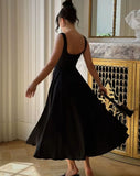 Robe Midi Élégante à Encolure Carrée | Silhouette Fluide | Chic Intemporel
