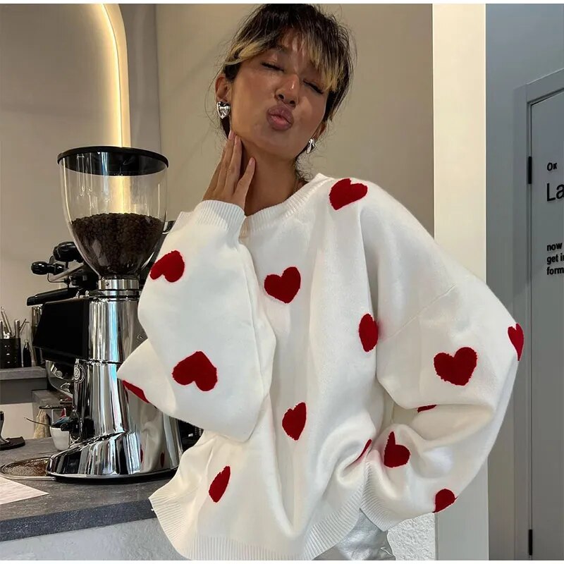 Pull Tricoté Cœur Brodé | Douillet & Mignon | Touche Romantique et Joyeuse