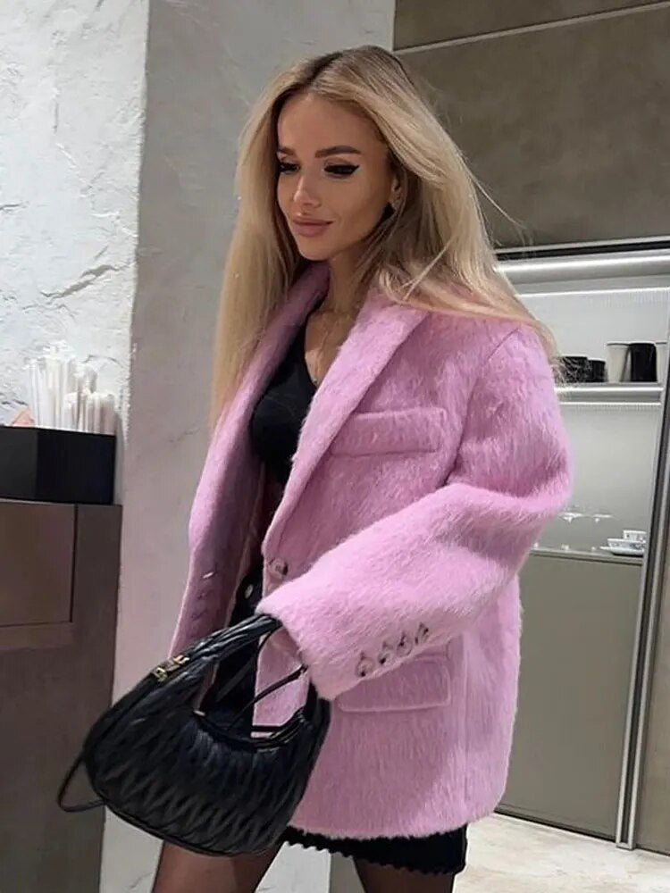 Veste Blazer en Fausse Fourrure | Coupe Oversize | Douce et Tendance