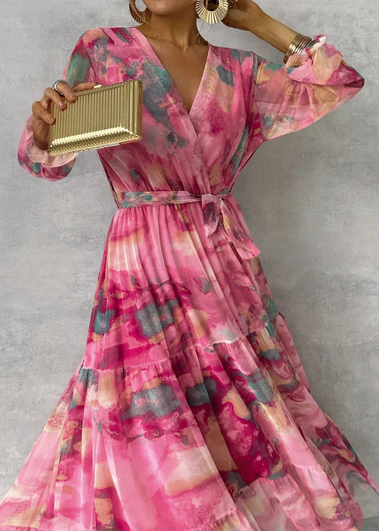 Robe Longue Portefeuille Fleurie | Romantique & Fluide | Parfaite pour les Mariages et Événements d'Été