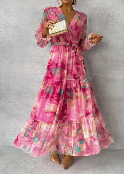 Robe Longue Portefeuille Fleurie | Romantique & Fluide | Parfaite pour les Mariages et Événements d'Été