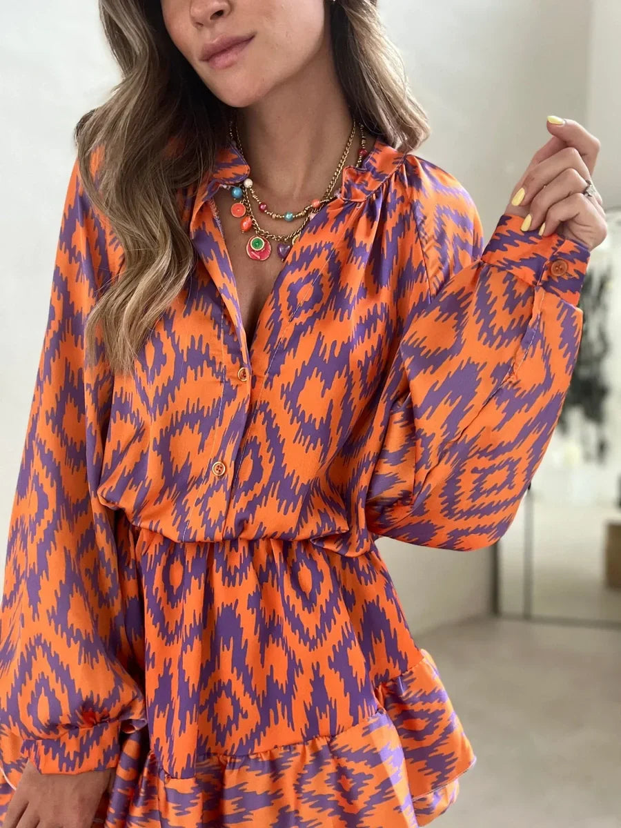 Robe Chemise Imprimée Bohème | Vibrante & Chic | Look Audacieux et Tendance