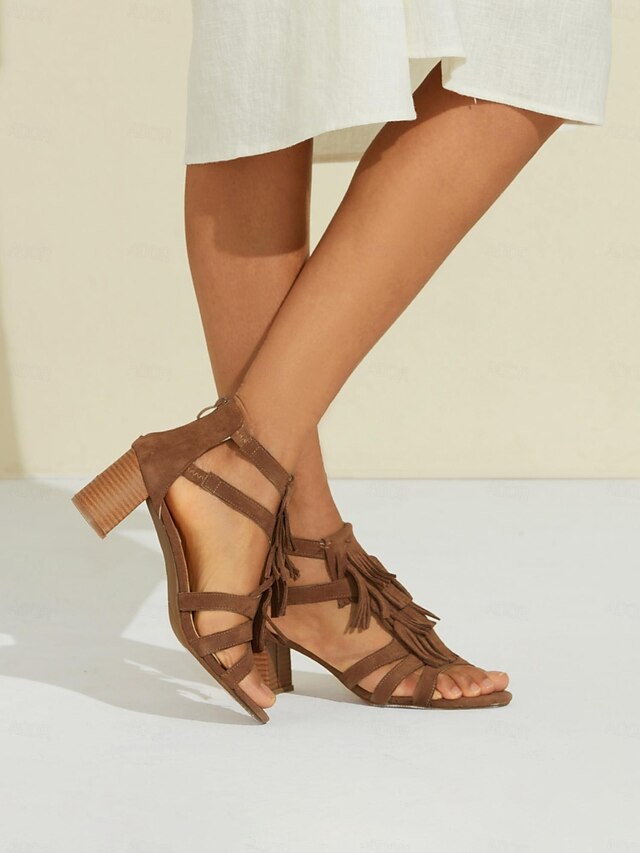 Sandales à Talon Frangé | Style Boho | Audacieuses & Confortables