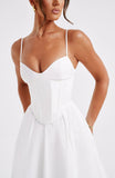 Robe Midi Corset Blanche | Élégante & Féminine | Parfaite pour les Occasions Spéciales