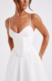 Robe Midi Corset Blanche | Élégante & Féminine | Parfaite pour les Occasions Spéciales