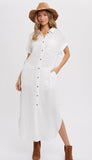 Robe chemise en lin | Blanc | Léger et confortable