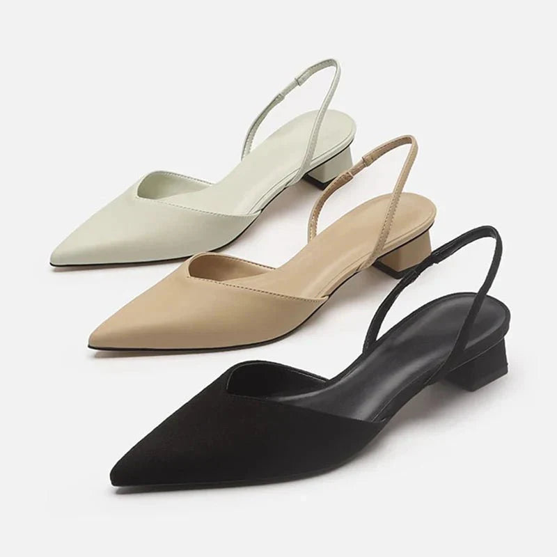 Escarpins Slingback à Bout Pointu | Talon Bloc Bas | Élégants & Polyvalents
