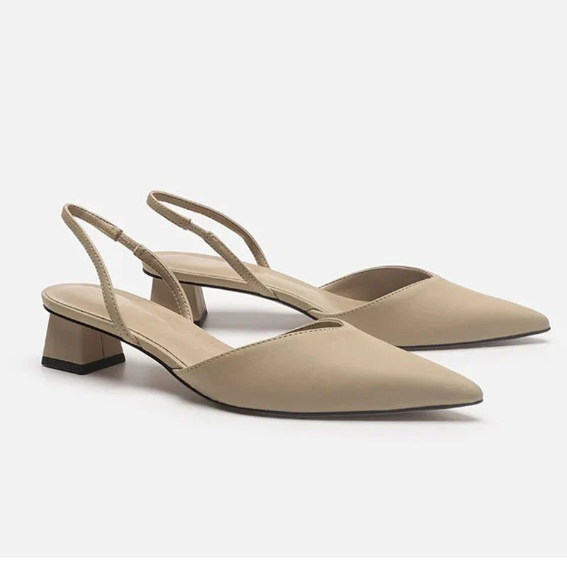 Escarpins Slingback à Bout Pointu | Talon Bloc Bas | Élégants & Polyvalents