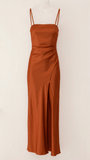 Robe Longue en Satin | Bretelles Fines | Élégante et Fluide