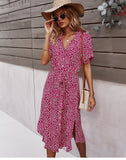 Robe Longue à Boutons | Ceinture à Nouer | Fleurie et Légère