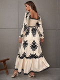 Robe longue bohème brodée | Abricot | Élégance romantique et intemporelle