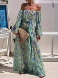 Robe Longue Fleurie Épaules Dénudées | Romantique | Fluide & Élégante