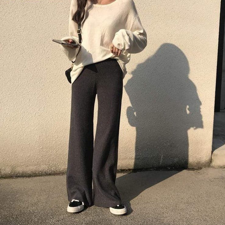 Pantalon Taille Haute en Maille | Doux & Confortable | Élégance au Quotidien