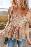 Top Camisole à Volants Fleuri | Romance Bohème | Parfait pour les Journées Ensoleillées et Détentes Estivales