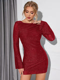 Robe Courte Pailletée | Rouge | Élégance Brillante pour les Soirées