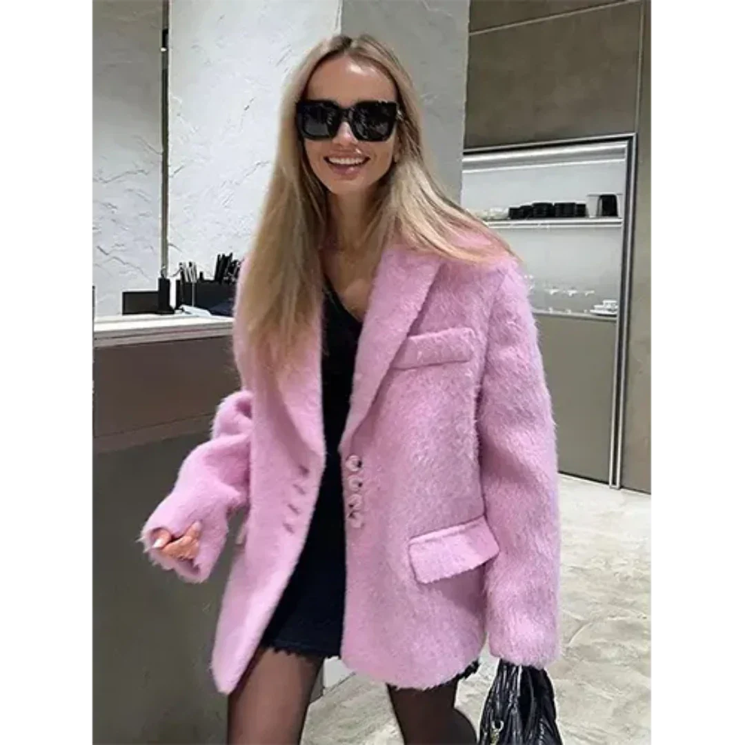 Veste Blazer en Fausse Fourrure | Coupe Oversize | Douce et Tendance