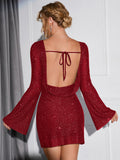 Robe Courte Pailletée | Rouge | Élégance Brillante pour les Soirées