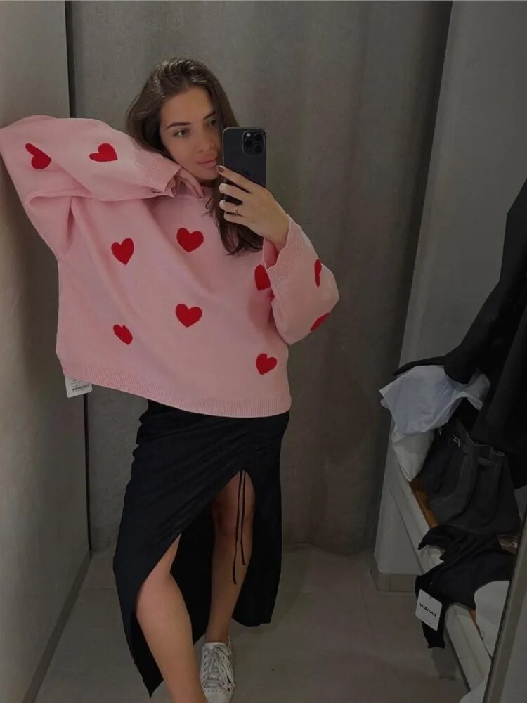 Pull Tricoté Cœur Brodé | Douillet & Mignon | Touche Romantique et Joyeuse