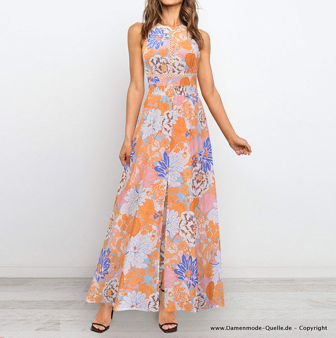 Robe Longue Fleurie à Col Halter | Légère & Aérienne | Parfaite pour l’Été