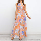 Robe Longue Fleurie à Col Halter | Légère & Aérienne | Parfaite pour l’Été