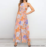 Robe Longue Fleurie à Col Halter | Légère & Aérienne | Parfaite pour l’Été