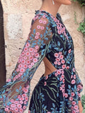 Robe Longue en Tulle Brodé | Élégante | Pièce Romantique