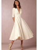 Robe Midi Évasée Élégante | Décolleté Plongeant | Silhouette Féminine et Intemporelle