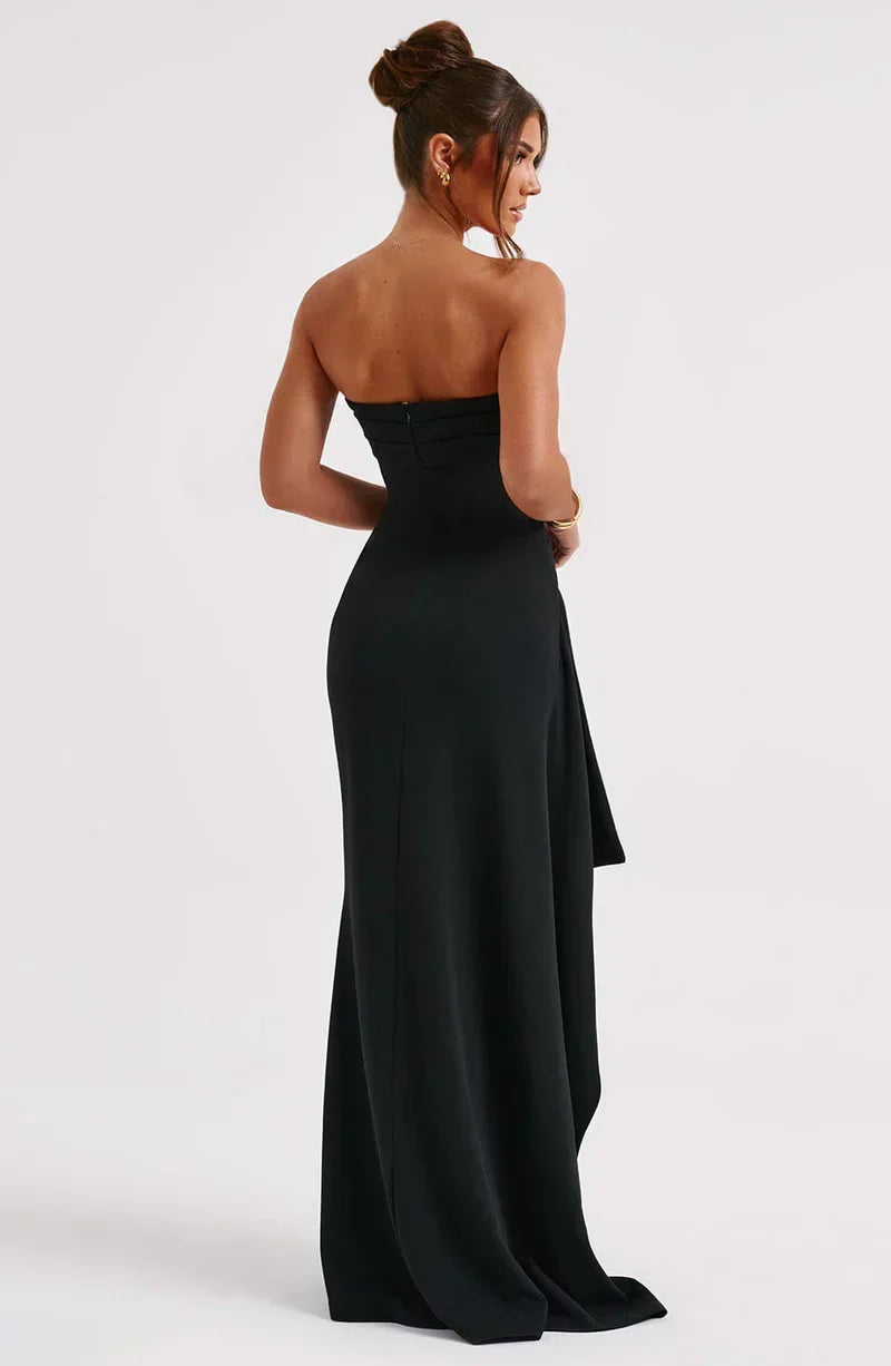 Robe Longue Bustier | Coupe Sculptée | Drapé Élégant