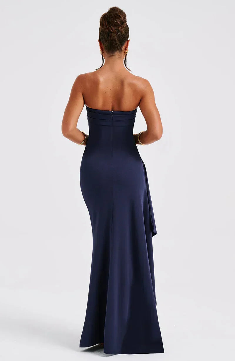 Robe Longue Bustier | Coupe Sculptée | Drapé Élégant