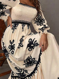 Robe longue bohème brodée | Abricot | Élégance romantique et intemporelle